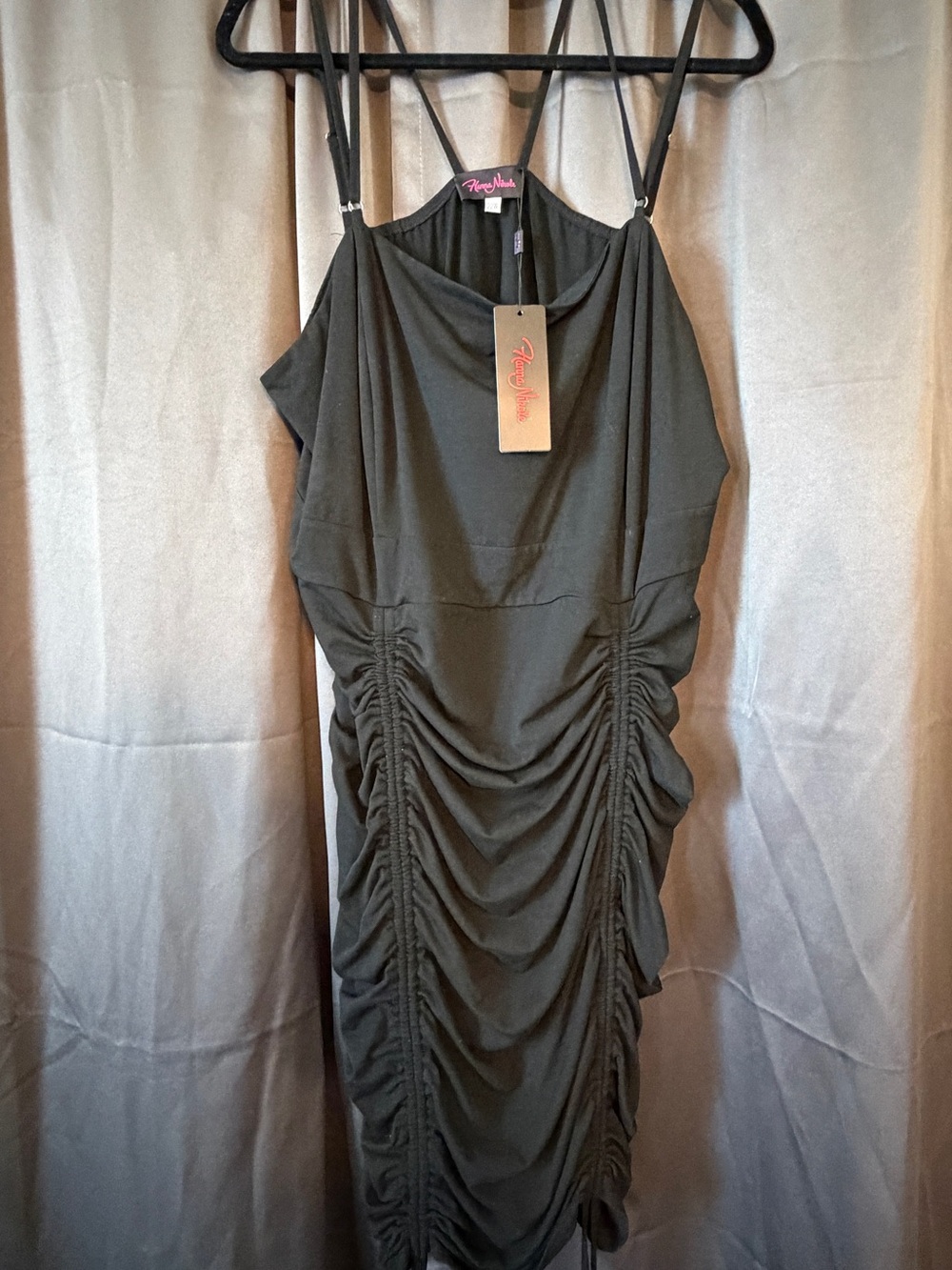 Black Adjustable Ruched Dress - NWT
